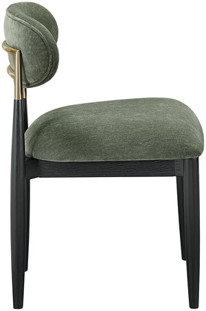 Meridian Furniture Riccio Olive Performance Fabric Dining Chair with Black Ash Frame and Brass Accents 11022Olive-SC