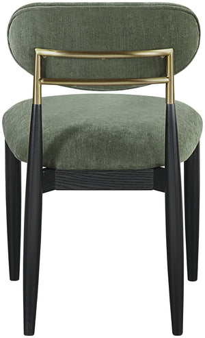 Meridian Furniture Riccio Olive Performance Fabric Dining Chair with Black Ash Frame and Brass Accents 11022Olive-SC