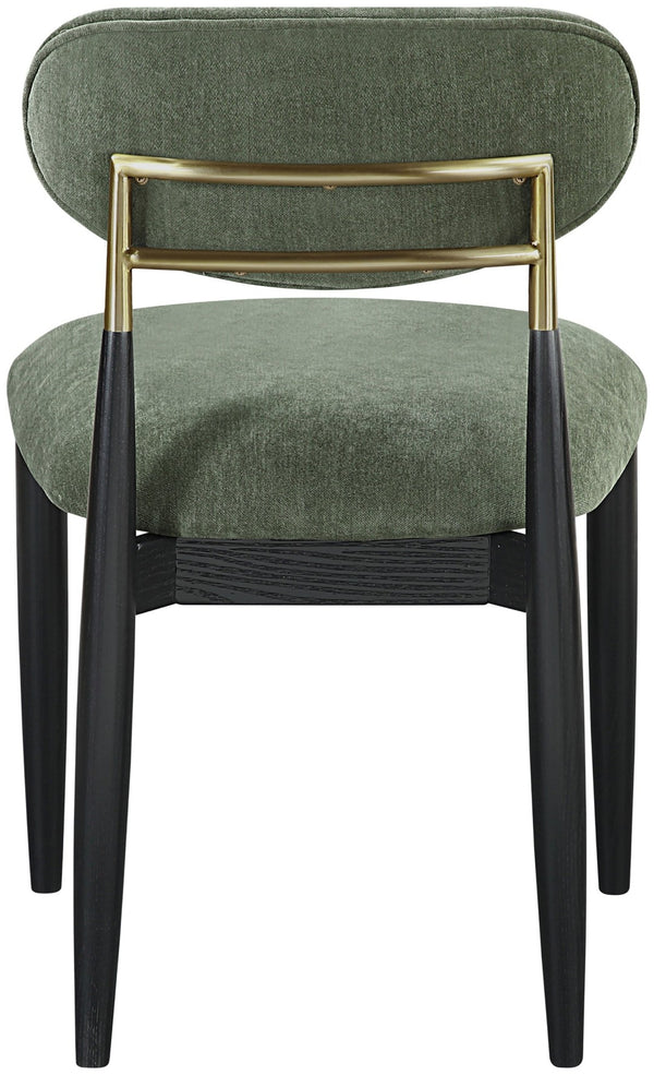 Meridian Furniture Riccio Olive Performance Fabric Dining Chair with Black Ash Frame and Brass Accents 11022Olive-SC