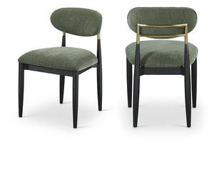 Meridian Furniture Riccio Olive Performance Fabric Dining Chair with Black Ash Frame and Brass Accents 11022Olive-SC