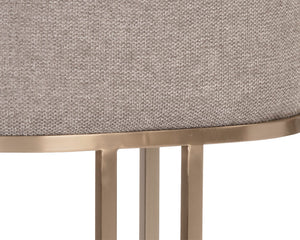 Sunpan Rayla Counter Stool - Elegant Cantilever Design with Textured Fabric and Antique Brass Frame Belfast Oyster Shell