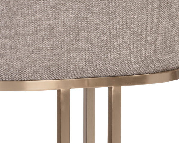 Sunpan Rayla Counter Stool - Elegant Cantilever Design with Textured Fabric and Antique Brass Frame Belfast Oyster Shell
