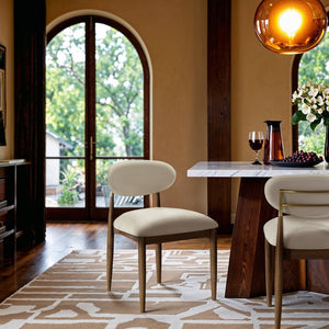 Meridian Furniture Riccio Cream Polyester Dining Chair with Ash Wood Frame and Brushed Brass Accents 11023Cream-SC