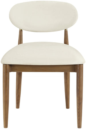 Meridian Furniture Riccio Cream Polyester Dining Chair with Ash Wood Frame and Brushed Brass Accents 11023Cream-SC