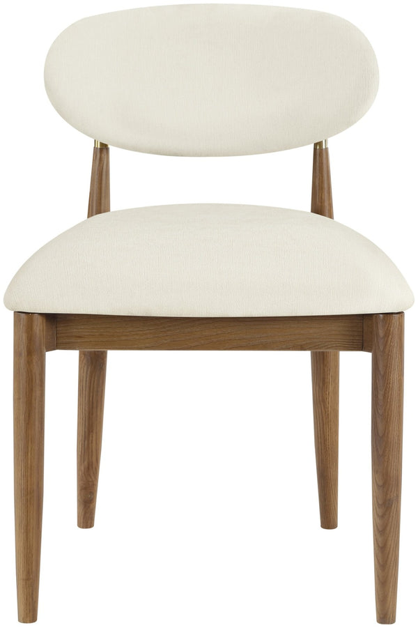 Meridian Furniture Riccio Cream Polyester Dining Chair with Ash Wood Frame and Brushed Brass Accents 11023Cream-SC