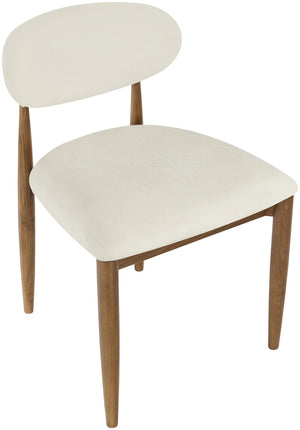 Meridian Furniture Riccio Cream Polyester Dining Chair with Ash Wood Frame and Brushed Brass Accents 11023Cream-SC