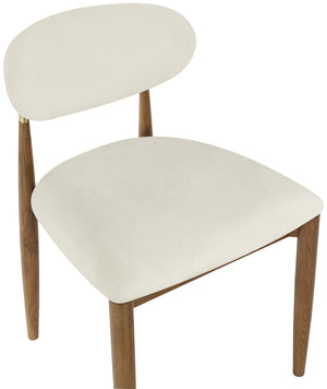 Meridian Furniture Riccio Cream Polyester Dining Chair with Ash Wood Frame and Brushed Brass Accents 11023Cream-SC