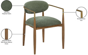 Meridian Furniture Riccio Olive Performance Fabric Arm Chair with Ash Wood Frame and Brass Accents 11023Olive-AC