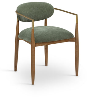 Meridian Furniture Riccio Olive Performance Fabric Arm Chair with Ash Wood Frame and Brass Accents 11023Olive-AC