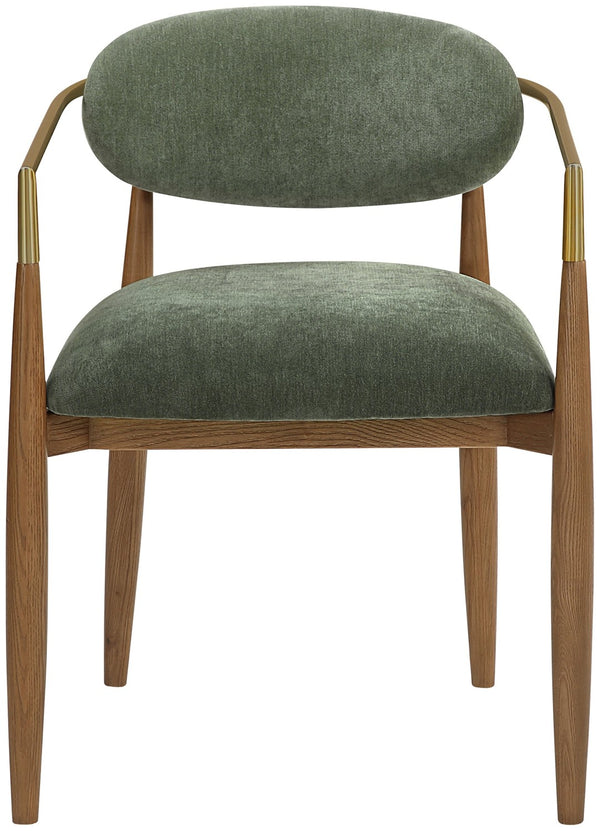Meridian Furniture Riccio Olive Performance Fabric Arm Chair with Ash Wood Frame and Brass Accents 11023Olive-AC