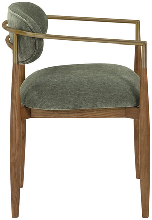 Meridian Furniture Riccio Olive Performance Fabric Arm Chair with Ash Wood Frame and Brass Accents 11023Olive-AC