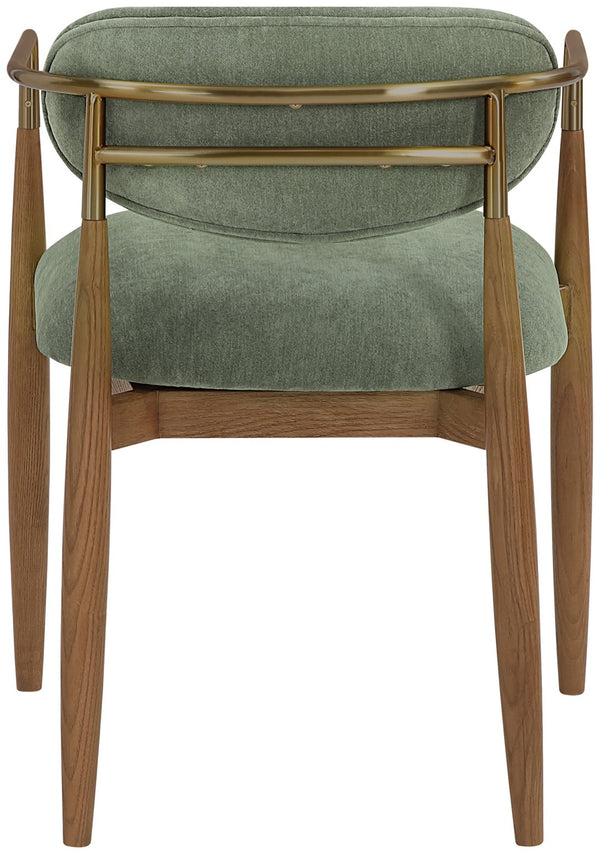Meridian Furniture Riccio Olive Performance Fabric Arm Chair with Ash Wood Frame and Brass Accents 11023Olive-AC