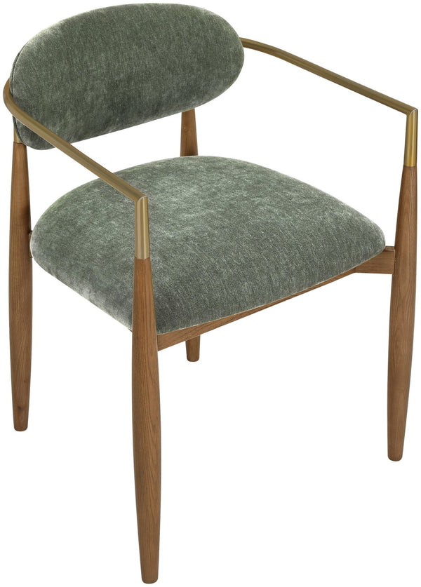 Meridian Furniture Riccio Olive Performance Fabric Arm Chair with Ash Wood Frame and Brass Accents 11023Olive-AC
