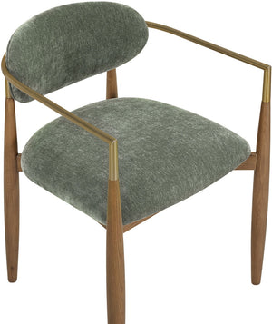 Meridian Furniture Riccio Olive Performance Fabric Arm Chair with Ash Wood Frame and Brass Accents 11023Olive-AC