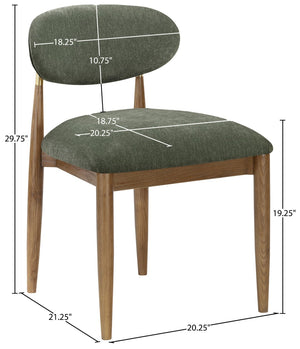 Meridian Furniture Riccio Performance Fabric Dining Chair Ash Wood Frame with Brass Accent Details 11023Olive-SC