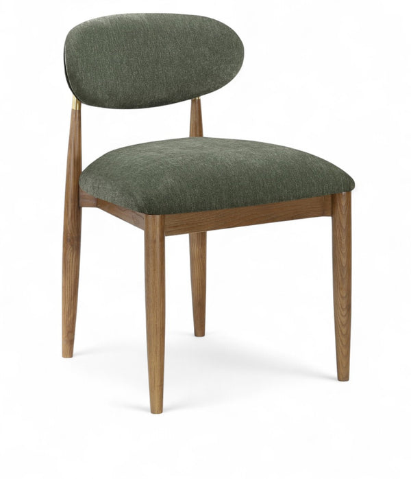 Meridian Furniture Riccio Performance Fabric Dining Chair Ash Wood Frame with Brass Accent Details 11023Olive-SC