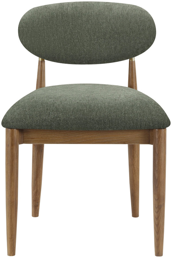 Meridian Furniture Riccio Performance Fabric Dining Chair Ash Wood Frame with Brass Accent Details 11023Olive-SC