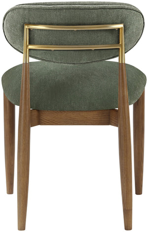 Meridian Furniture Riccio Performance Fabric Dining Chair Ash Wood Frame with Brass Accent Details 11023Olive-SC