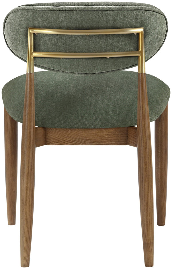 Meridian Furniture Riccio Performance Fabric Dining Chair Ash Wood Frame with Brass Accent Details 11023Olive-SC
