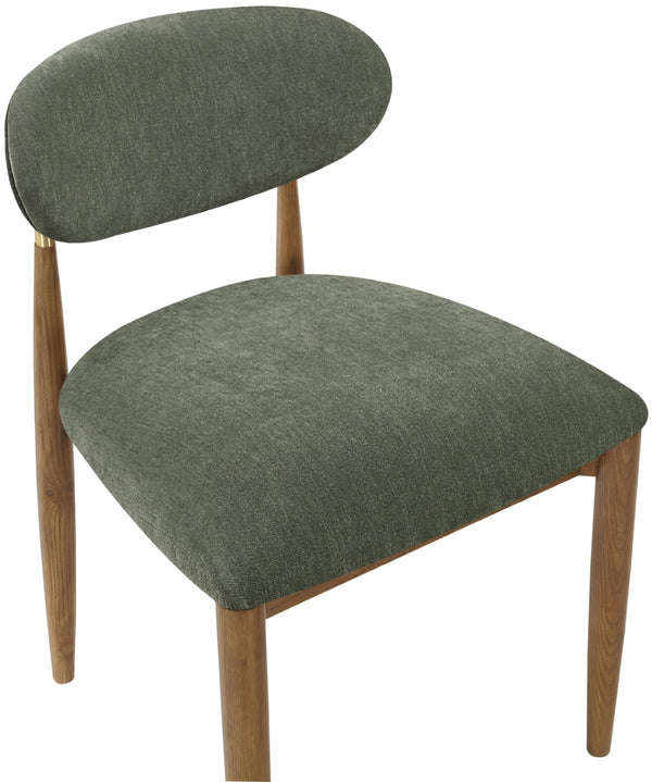 Meridian Furniture Riccio Performance Fabric Dining Chair Ash Wood Frame with Brass Accent Details 11023Olive-SC
