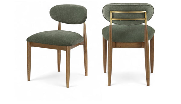 Meridian Furniture Riccio Performance Fabric Dining Chair Ash Wood Frame with Brass Accent Details 11023Olive-SC