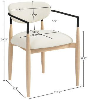 Meridian Furniture Riccio Cream Polyester Arm Chair with Ash Wood Frame and Matte Black Iron Accents 11024Cream-AC