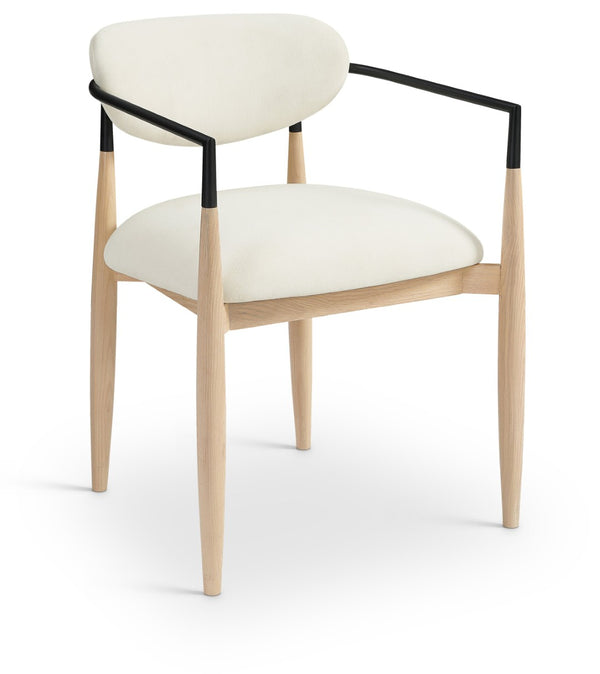 Meridian Furniture Riccio Cream Polyester Arm Chair with Ash Wood Frame and Matte Black Iron Accents 11024Cream-AC