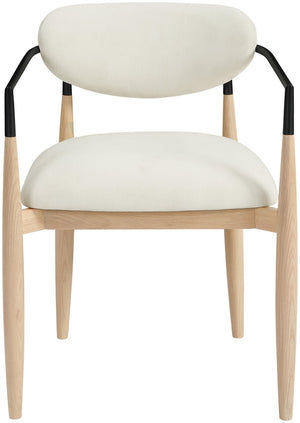 Meridian Furniture Riccio Cream Polyester Arm Chair with Ash Wood Frame and Matte Black Iron Accents 11024Cream-AC