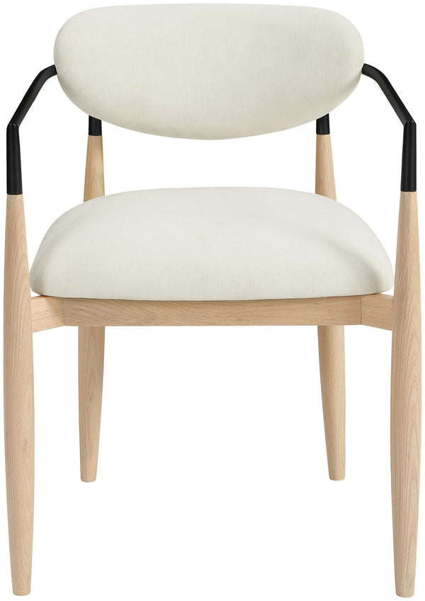 Meridian Furniture Riccio Cream Polyester Arm Chair with Ash Wood Frame and Matte Black Iron Accents 11024Cream-AC