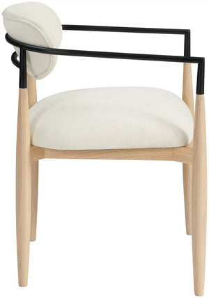 Meridian Furniture Riccio Cream Polyester Arm Chair with Ash Wood Frame and Matte Black Iron Accents 11024Cream-AC