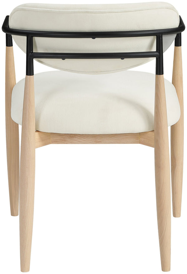Meridian Furniture Riccio Cream Polyester Arm Chair with Ash Wood Frame and Matte Black Iron Accents 11024Cream-AC