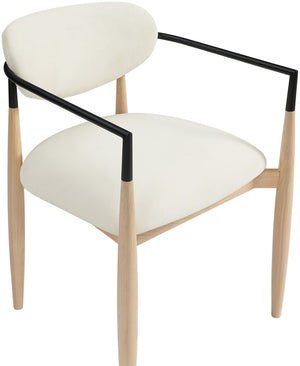 Meridian Furniture Riccio Cream Polyester Arm Chair with Ash Wood Frame and Matte Black Iron Accents 11024Cream-AC
