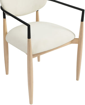 Meridian Furniture Riccio Cream Polyester Arm Chair with Ash Wood Frame and Matte Black Iron Accents 11024Cream-AC