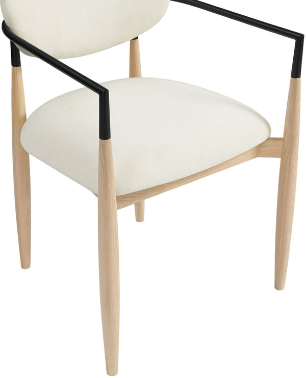 Meridian Furniture Riccio Cream Polyester Arm Chair with Ash Wood Frame and Matte Black Iron Accents 11024Cream-AC