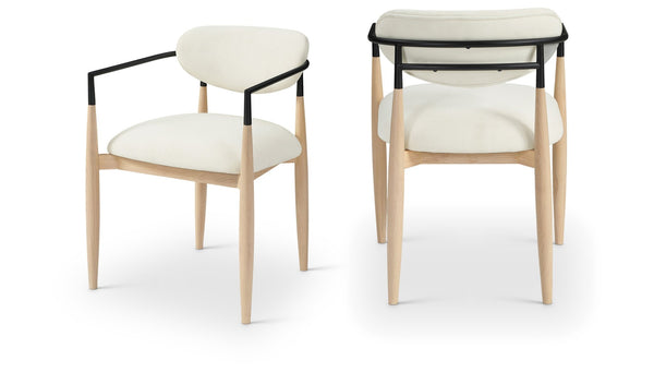Meridian Furniture Riccio Cream Polyester Arm Chair with Ash Wood Frame and Matte Black Iron Accents 11024Cream-AC