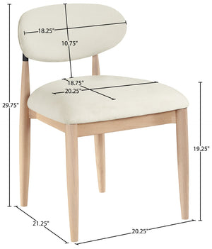 Meridian Furniture Riccio Cream Polyester Upholstered Ash Wood Dining Chair with Matte Black Iron Accents 11024Cream-SC
