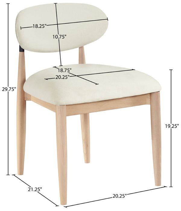 Meridian Furniture Riccio Cream Polyester Upholstered Ash Wood Dining Chair with Matte Black Iron Accents 11024Cream-SC
