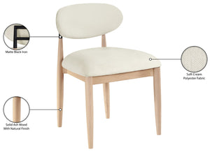 Meridian Furniture Riccio Cream Polyester Upholstered Ash Wood Dining Chair with Matte Black Iron Accents 11024Cream-SC