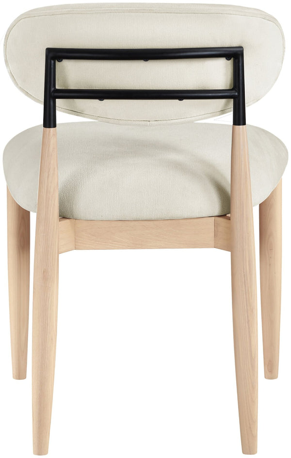 Meridian Furniture Riccio Cream Polyester Upholstered Ash Wood Dining Chair with Matte Black Iron Accents 11024Cream-SC