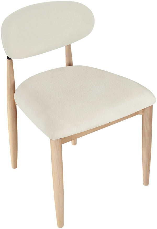 Meridian Furniture Riccio Cream Polyester Upholstered Ash Wood Dining Chair with Matte Black Iron Accents 11024Cream-SC