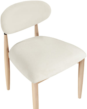 Meridian Furniture Riccio Cream Polyester Upholstered Ash Wood Dining Chair with Matte Black Iron Accents 11024Cream-SC