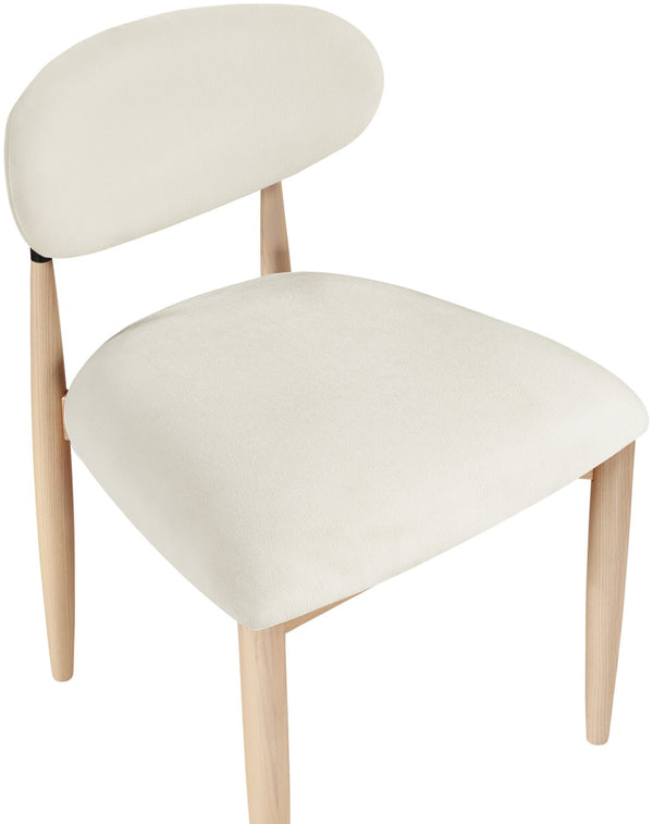 Meridian Furniture Riccio Cream Polyester Upholstered Ash Wood Dining Chair with Matte Black Iron Accents 11024Cream-SC