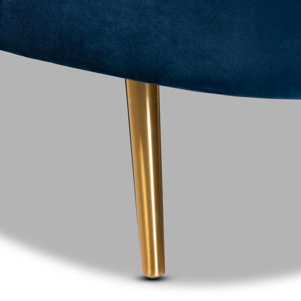 Baxton Studio Baxton Kailyn Luxe Navy Blue Velvet Chaise with Gold Legs - Glamorous Comfort for Modern Spaces TSF-6720-Navy Blue Velvet/Gold-Chaise
