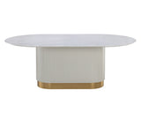 Paloma Dining Table - Oval - White Marble - 84" 110254 Sunpan