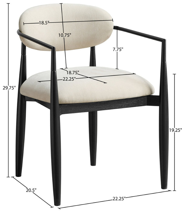 Meridian Furniture Riccio Performance Polyester Dining Arm Chair with Ash Wood and Matte Iron Accents 11025Beige-AC