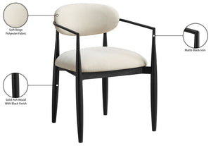 Meridian Furniture Riccio Performance Polyester Dining Arm Chair with Ash Wood and Matte Iron Accents 11025Beige-AC