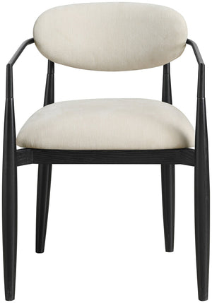 Meridian Furniture Riccio Performance Polyester Dining Arm Chair with Ash Wood and Matte Iron Accents 11025Beige-AC