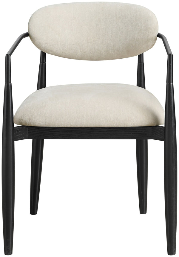 Meridian Furniture Riccio Performance Polyester Dining Arm Chair with Ash Wood and Matte Iron Accents 11025Beige-AC