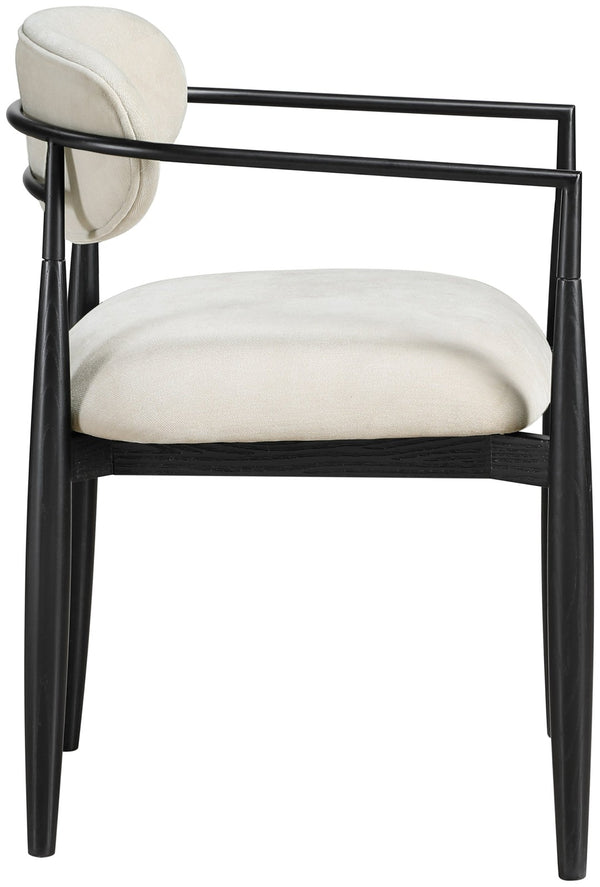 Meridian Furniture Riccio Performance Polyester Dining Arm Chair with Ash Wood and Matte Iron Accents 11025Beige-AC