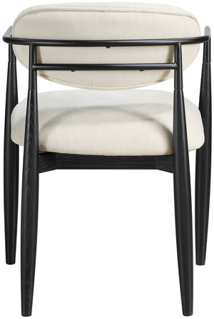 Meridian Furniture Riccio Performance Polyester Dining Arm Chair with Ash Wood and Matte Iron Accents 11025Beige-AC